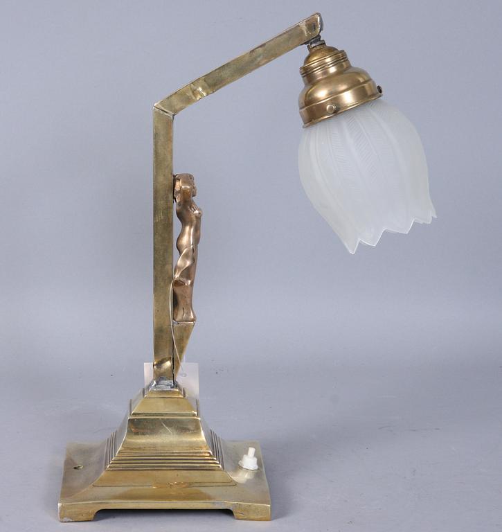 BORDSLAMPA, mässing, mestadels art deco, 1900-talets första del.