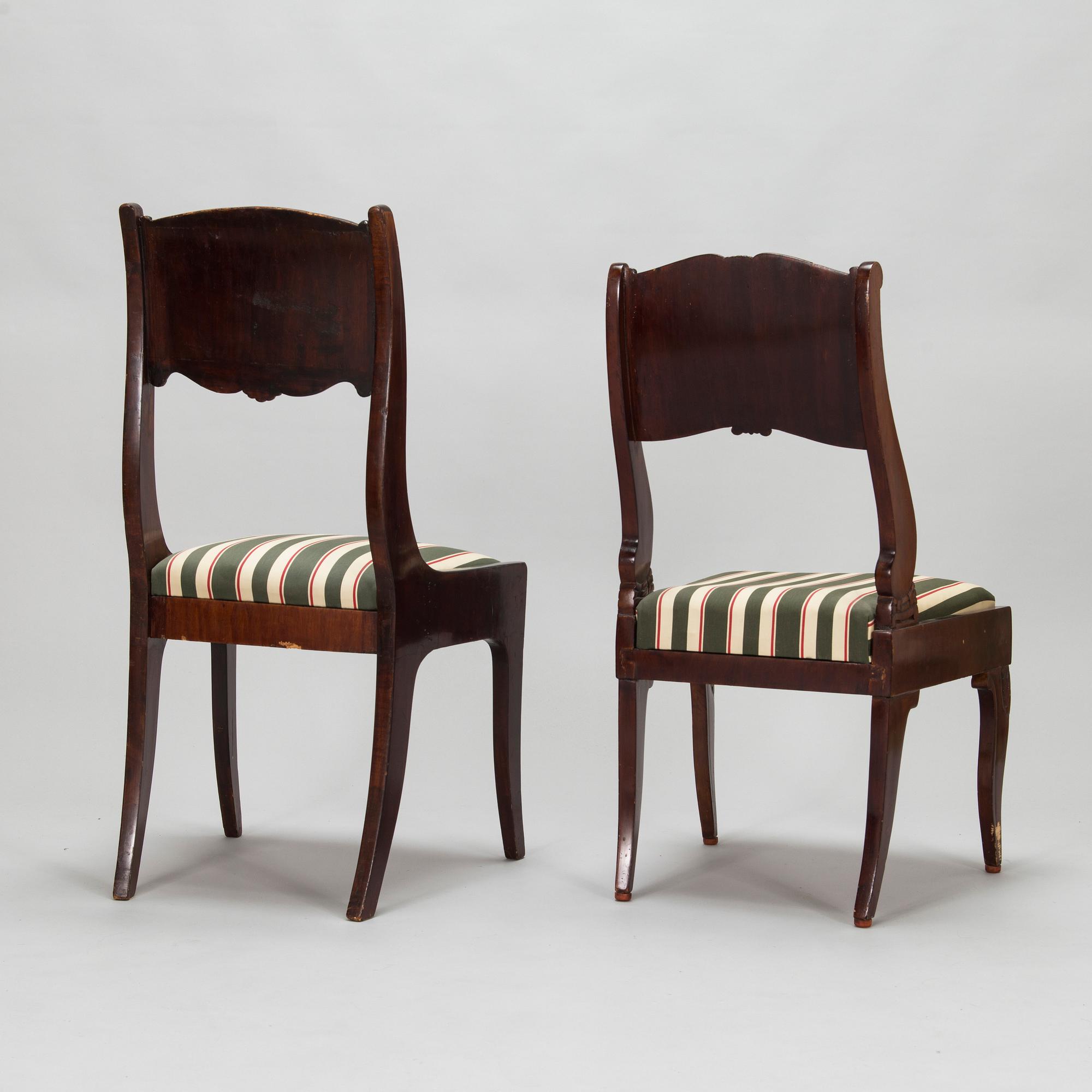 Seven mahogany veneered Empire style chairs, Russia / the Baltics, mid 19th century.