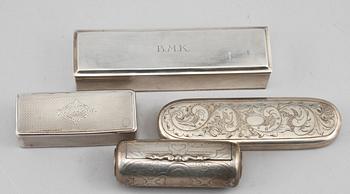 DOSOR, 4 st, silver, 1700-1900-tal, vikt 560 gram.