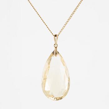 Hänge med kedja, 18K guld med brioletteslipad citrin.