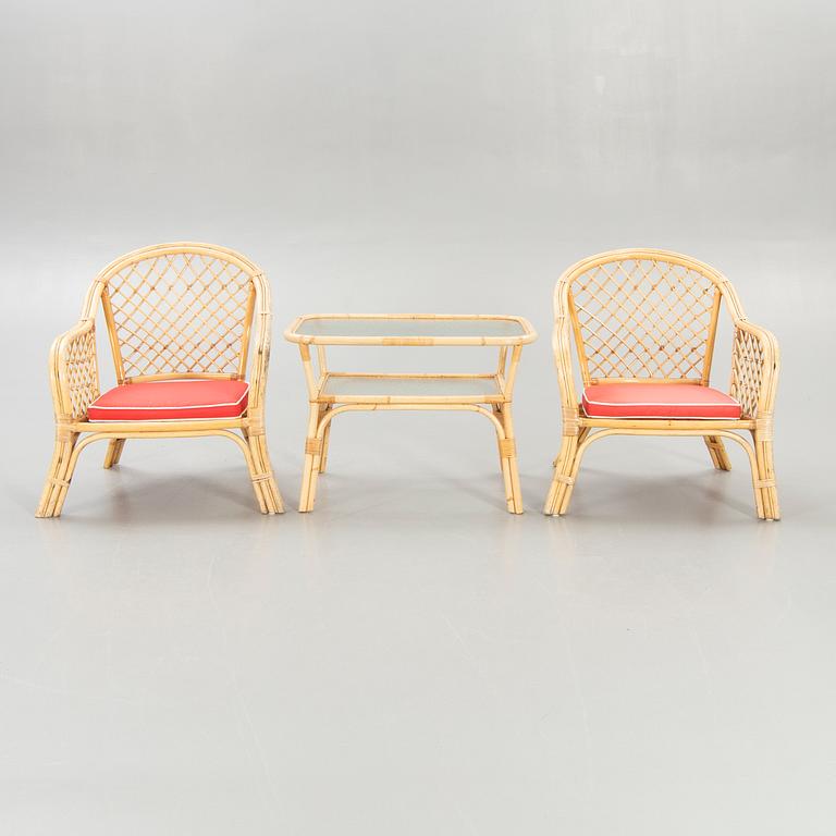 Porch furniture, bamboo, second half of the 20th century, table, 2 chairs.