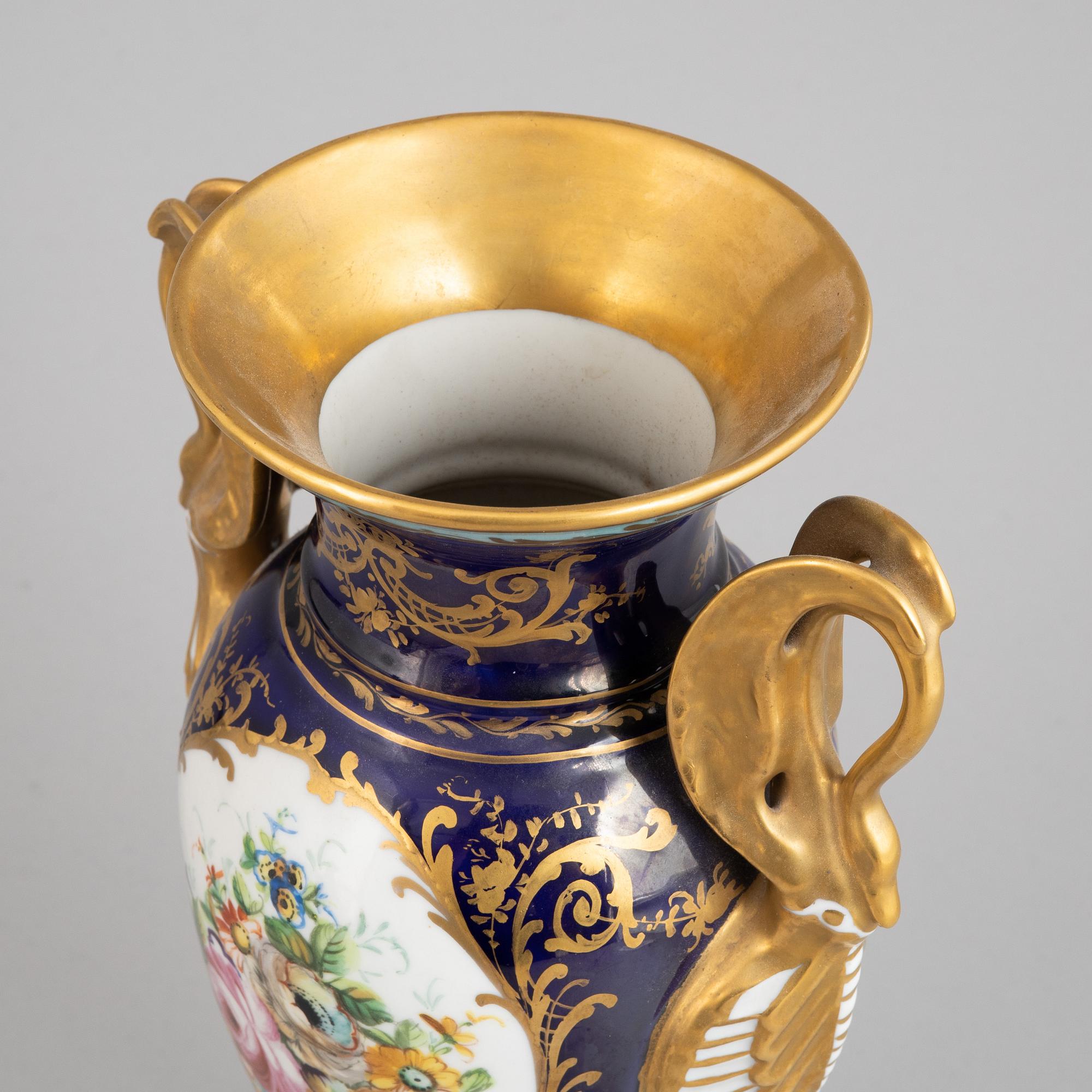 An Empire style porcelain urn decorated by Atelier Le Tallec, France, mid 20th century.