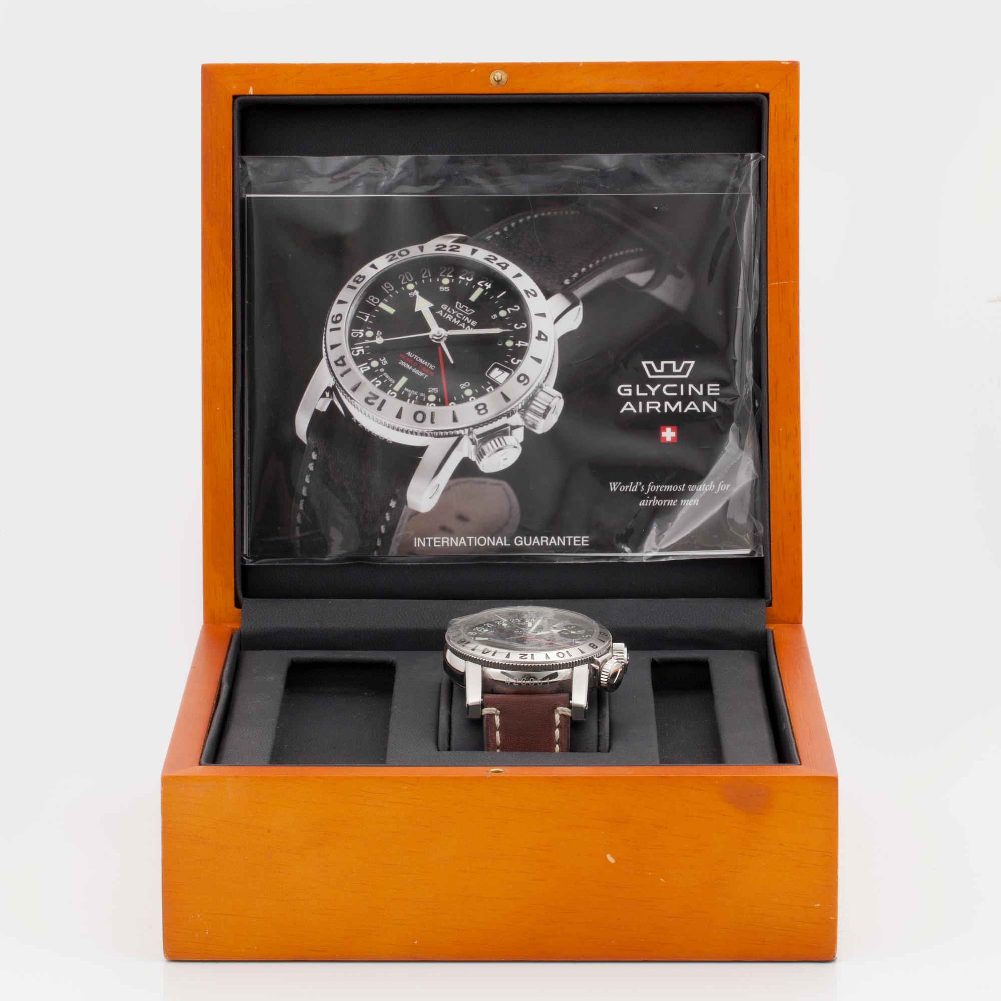 GLYCINE, Airman, World Timer (200M-660FT), wristwatch, 46 mm,