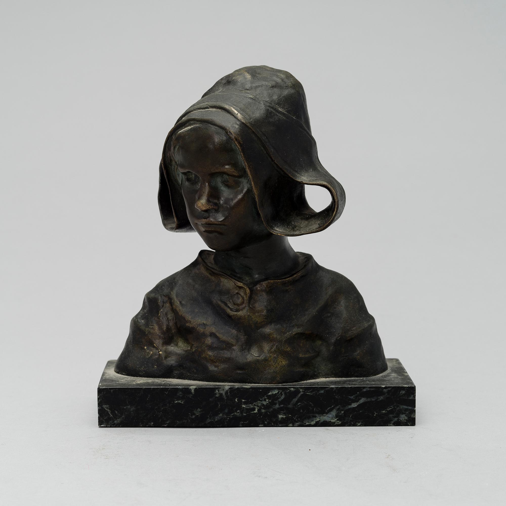 RUTH MILLES, bronze, marble, signed.