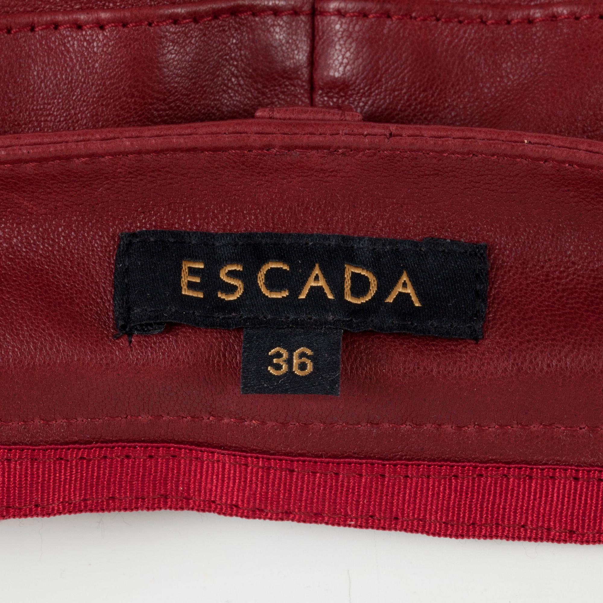 ESCADA a pair of red leather trousers, size 36.