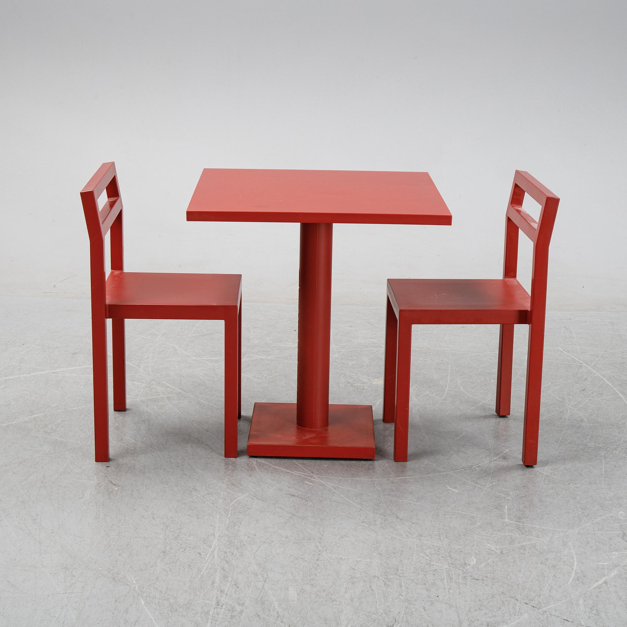 Boris Berlin/Poul Christiansen, a 'Non' table with two chairs by Komplot design for Källmo.