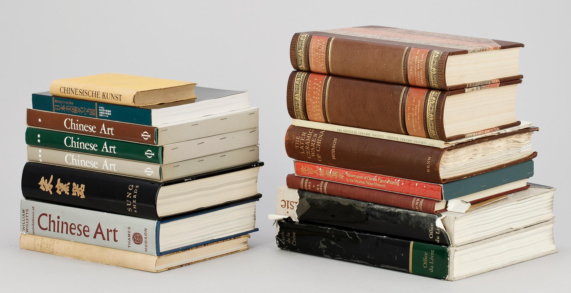 PARTI KINESISK KONSTHANTVERK LITTERATUR, 16 delar, bl a "SUNG SHERDS", Nils Palmgren, Stockholm 1963.