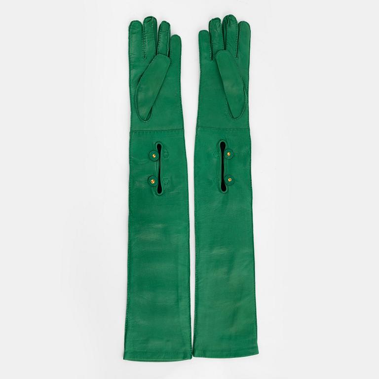 Prada, high leather gloves, size 7.