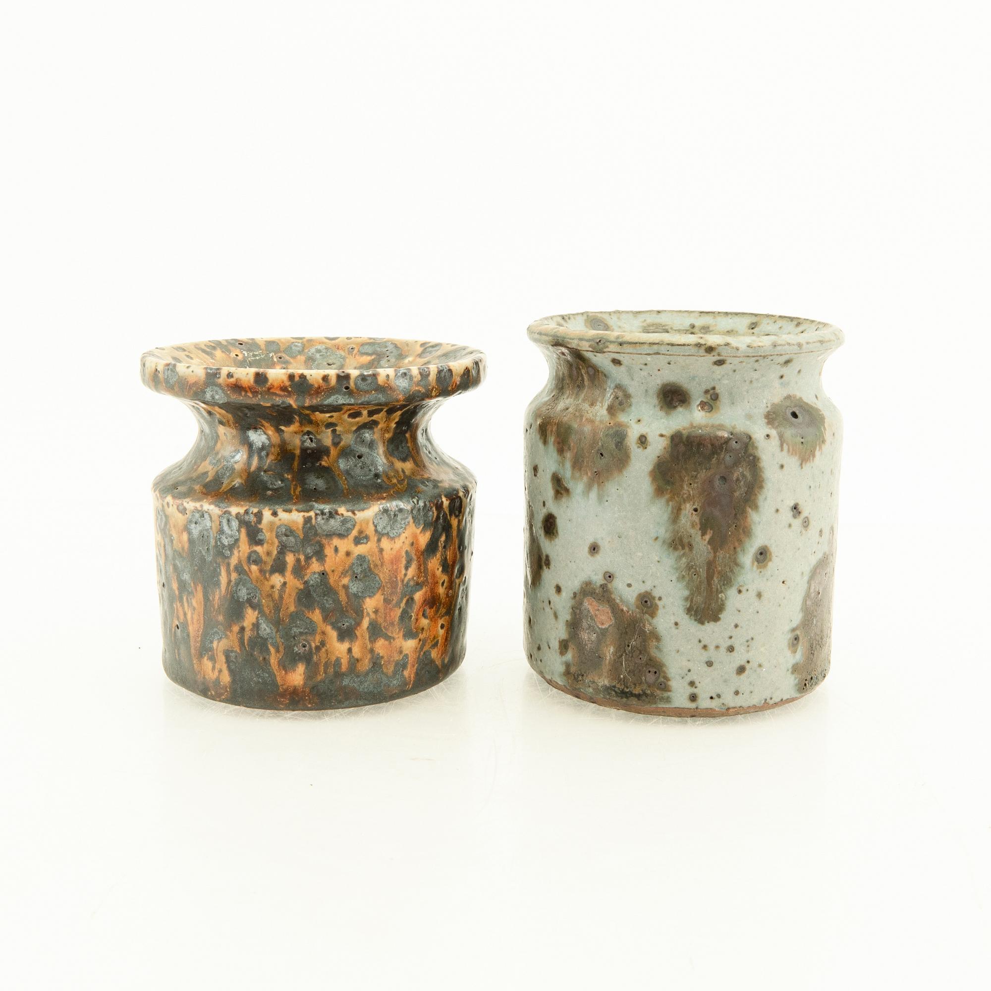 Claes Thell and Rolf Palm vases/jars 2 signed stoneware.