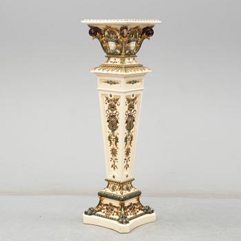 A ca 1900 Swedish majolica pedestal, signed Rörstrand.