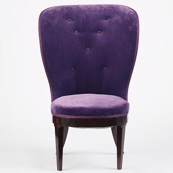 Uno Åhrén, a Swedish Grace black lacquered "Lady's armchair", Mobilia AB, Malmö ca 1925.