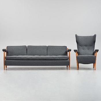 Sten Blomberg, A Swedish Modern sofa and an easy chair for Meeths, 1940's.