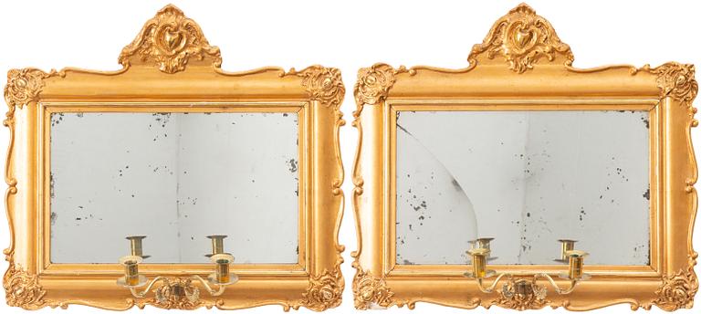 A pair of mirror wall sconces, second half of the 19th century.