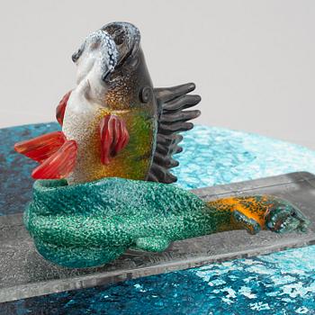 Kjell Engman, a unique glass sculpture, "Friends at sea", Kosta Boda, Sweden.