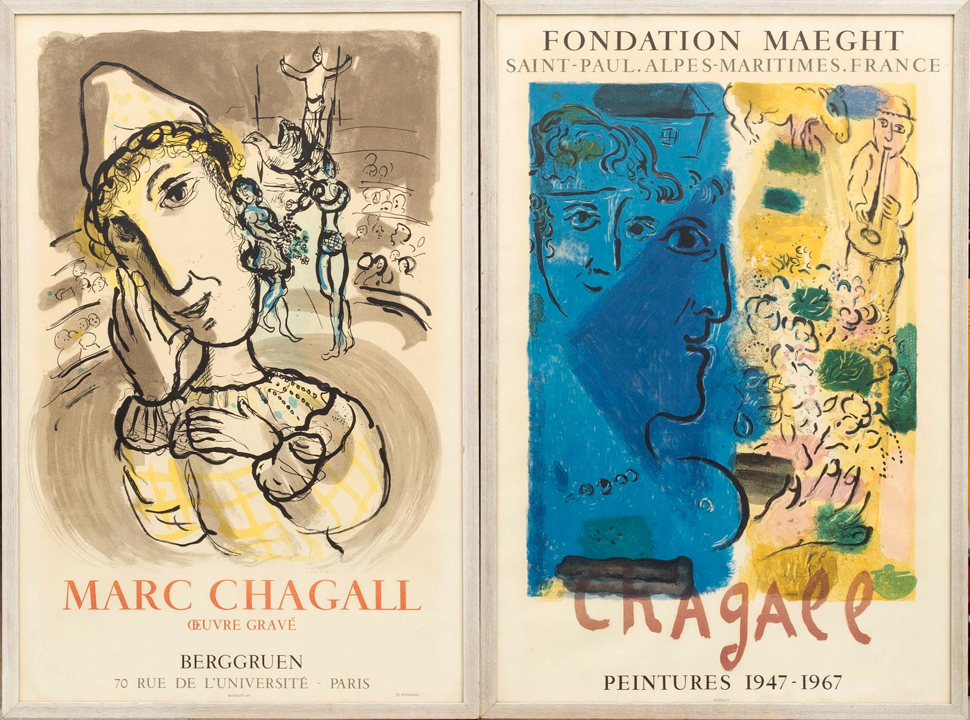 MARC CHAGALL, 2 colour lithographic posters.
