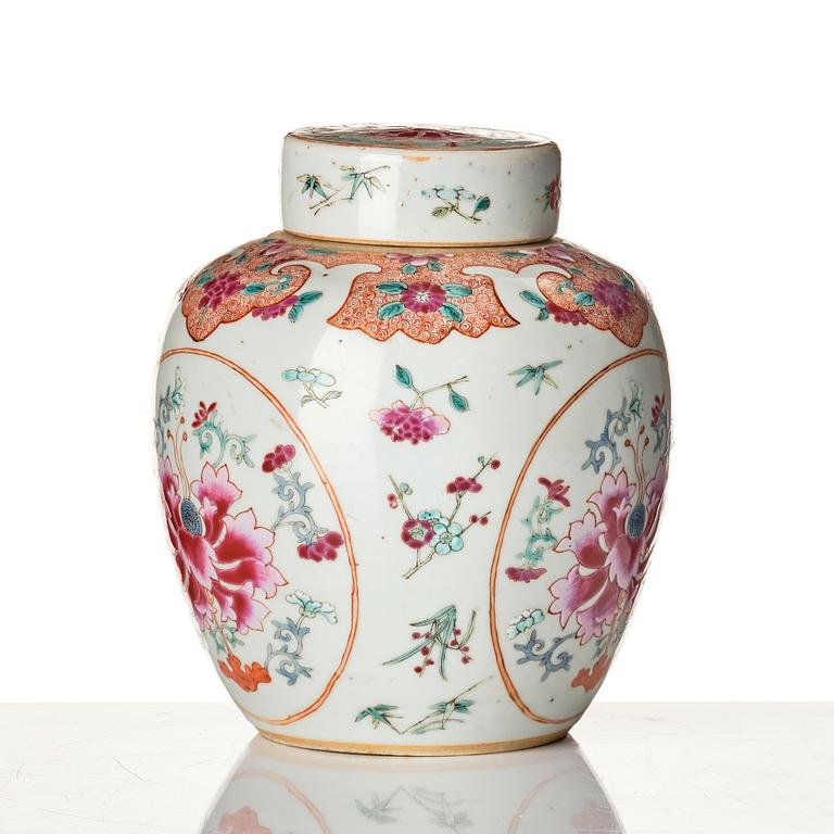 A famille rose jar with cover, Qing dynasty, Qianlong (1736-95).