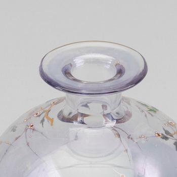 EUGENE ROUSSEAU, ascribed a handpainted glass vase for Baccarat around 1880.