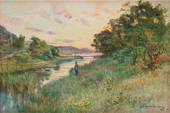 594. Anna Gardell-Ericson, Young boy by the river side.