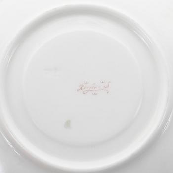 ALF WALLANDER, porslin, 9 koppar med fat, stämpelmärkta, Rörstrand, tidigt 1900-tal.