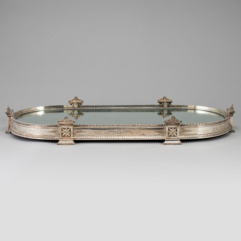 An Austrian-Hungarian early 20th century silver table-mirror. Empire-style.