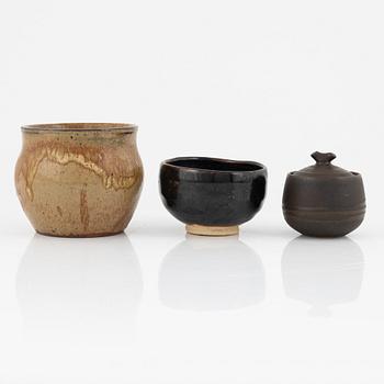 Three glazed stoneware bowls, Japan, 20th century.