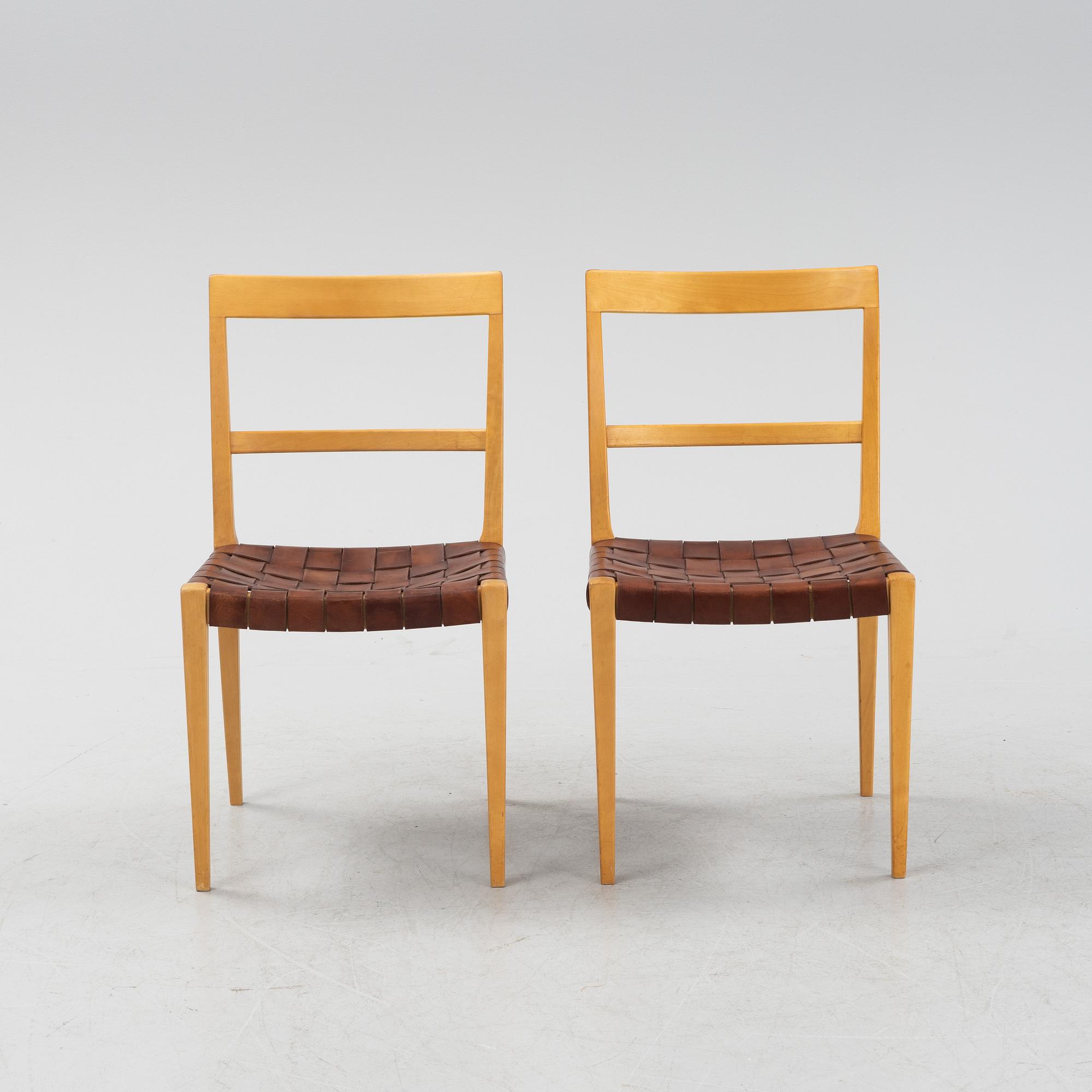 Bruno Mathsson, stolar, 6 st, "Mimat", Mathsson International, Värnamo, 1965.