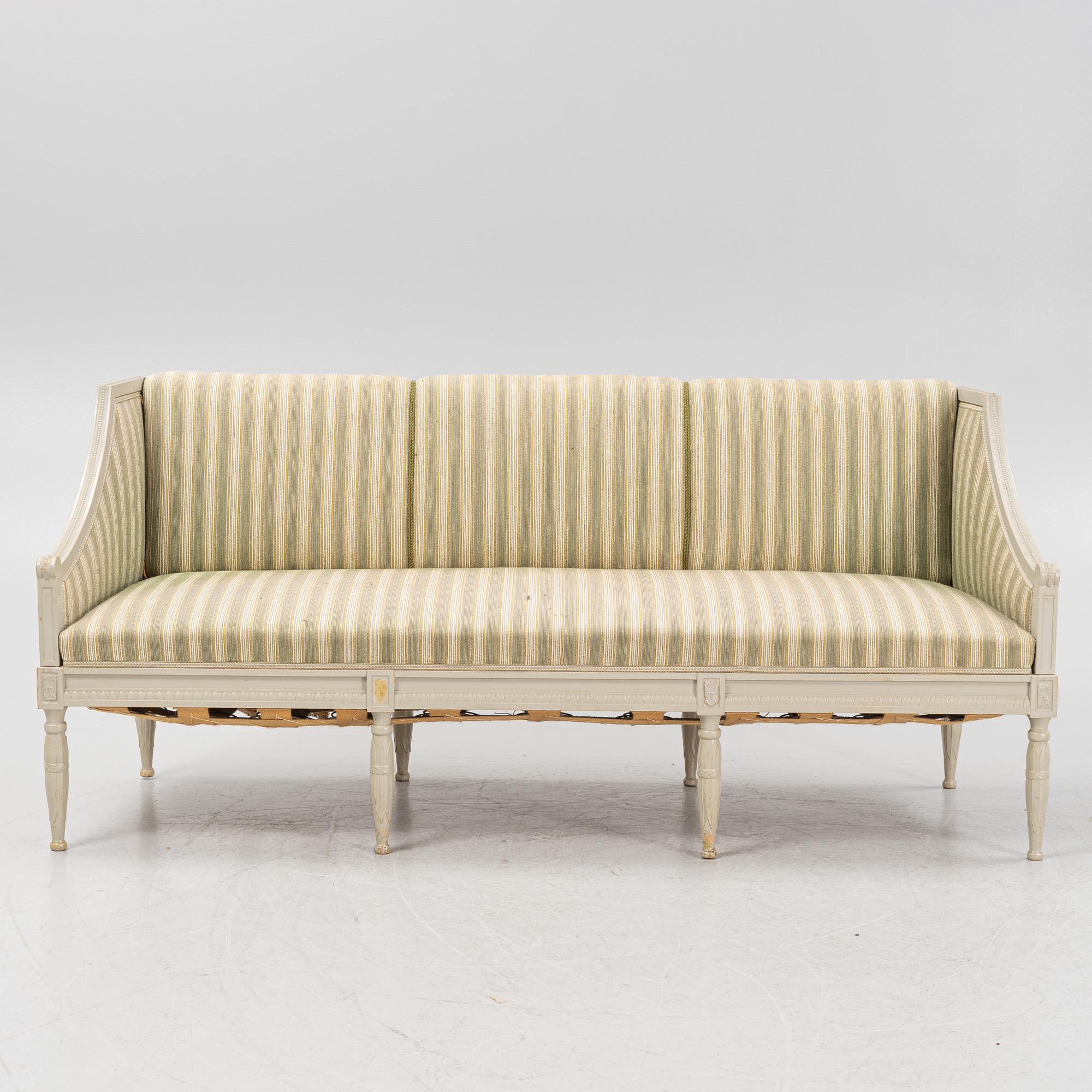 A Gustavian style 6-piece furniture suite, P.A. Eklund Bispgården, mid 20th Century.