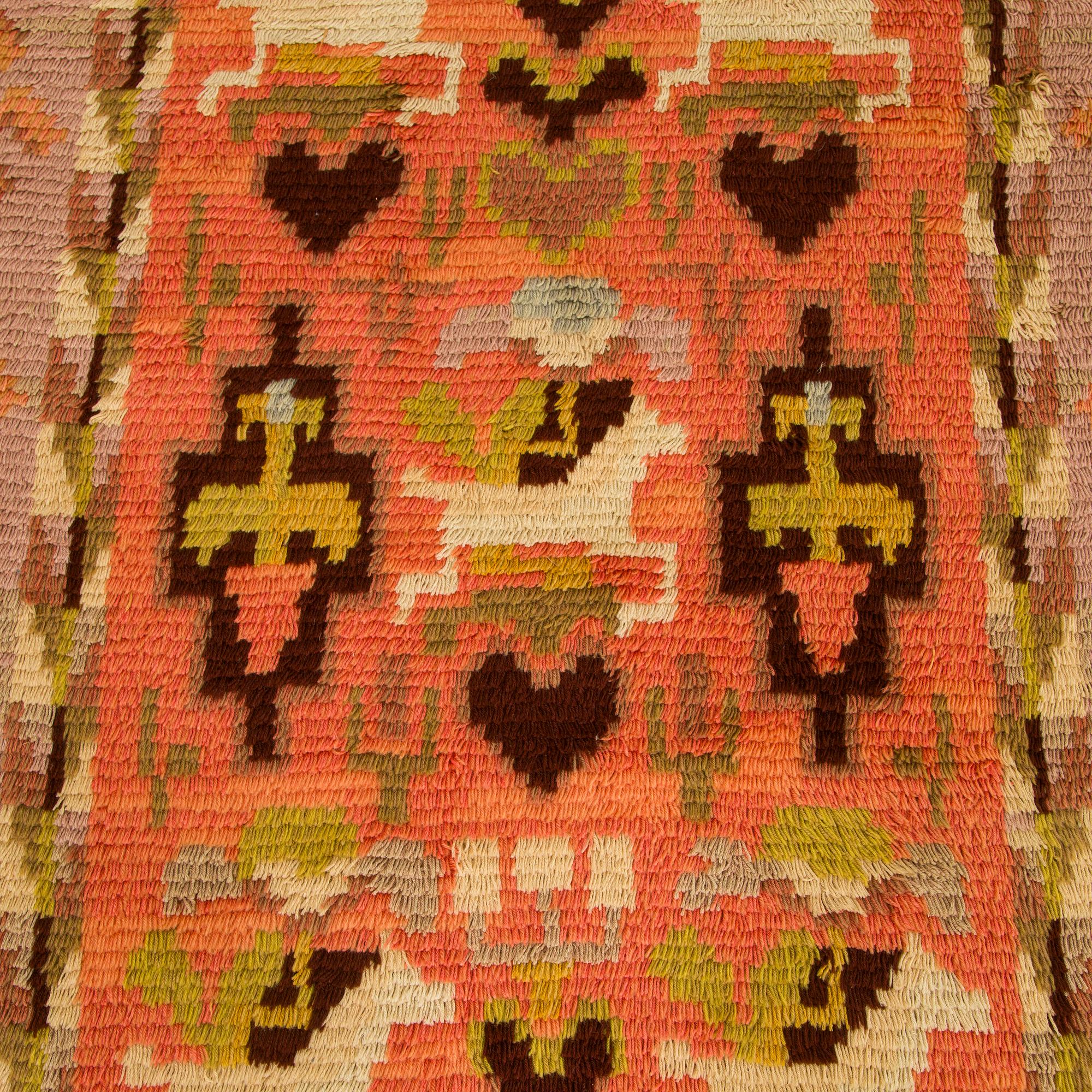 Impi Sotavalta, rya, modell för Finska Handarbetes Vänner. Ca 200 x 145 cm.