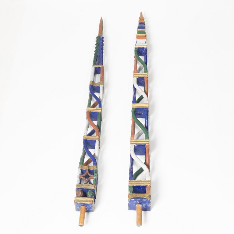 Two spinning wheel tops., folk art, 18th/19th century.