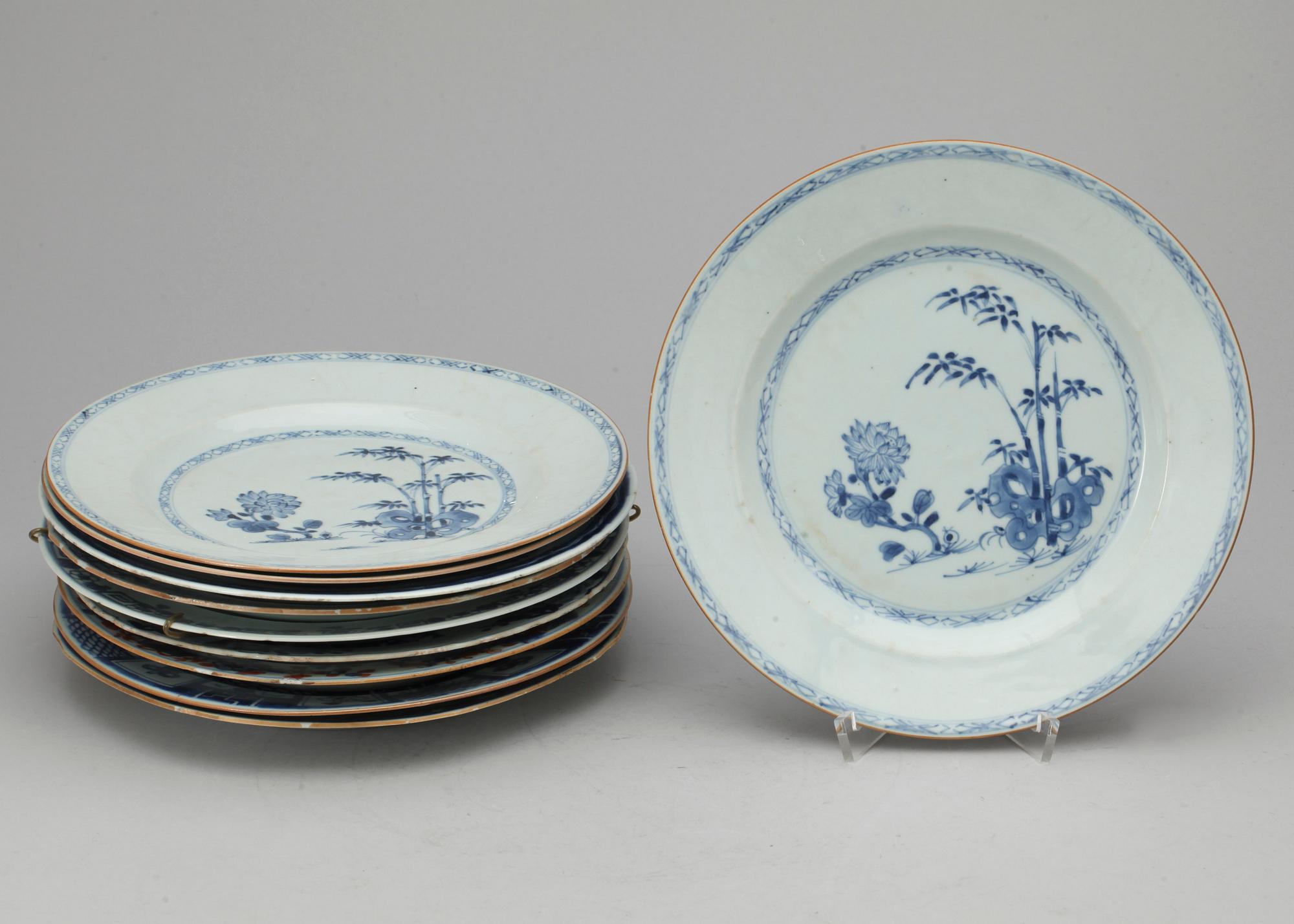 TALLRIKAR, 10 st, porslin, Kina, Qing dynastin, bland annat 1700-tal.