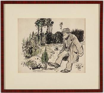 ALBERT ENGSTRÖM, ink drawings, 13, signed.