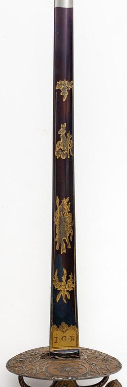 A small sword, marked IGB, 18th century.