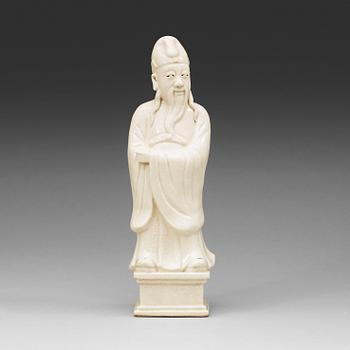 A blanc de chine figure of Lohan, Qing dynasty, 19th Century.