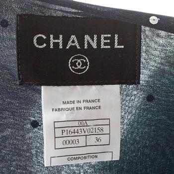 CHANEL, a blue silk and sequin embellished jumpsuit.