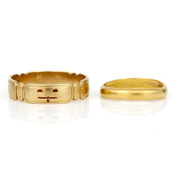 RINGAR, 2 st, olika guldhalter, Stockholm, 1930-tal.