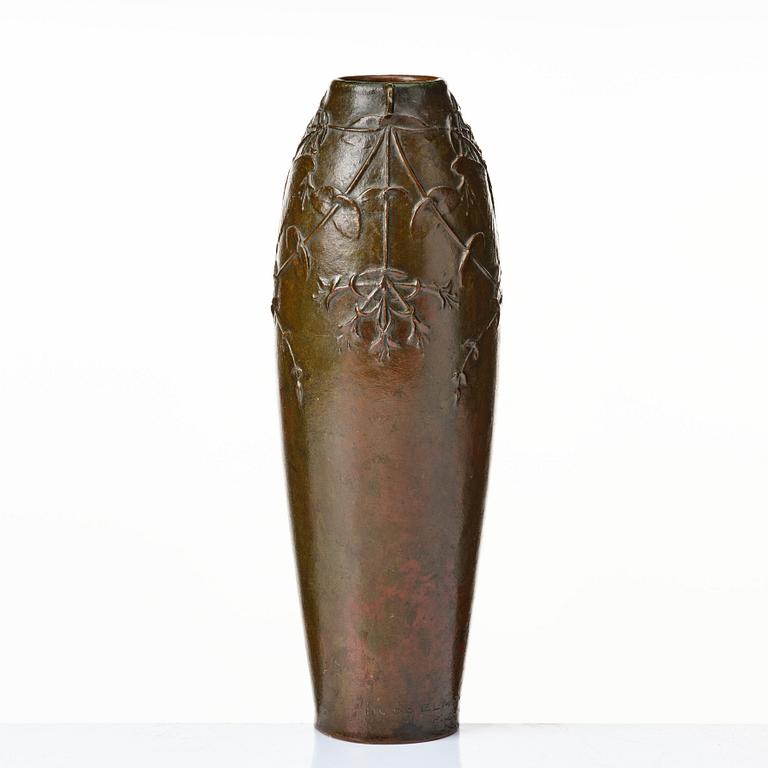 Hugo Elmqvist, a patinated bronze Art Nouveau vase, Florence, ca 1900.