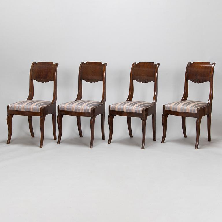Stolar, 4 st, biedermeier, sannolikt Finland 1830-50-tal.