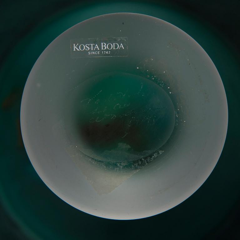 A glass bowl and decanter, signed, Kosta Boda, second half of 20th Century.