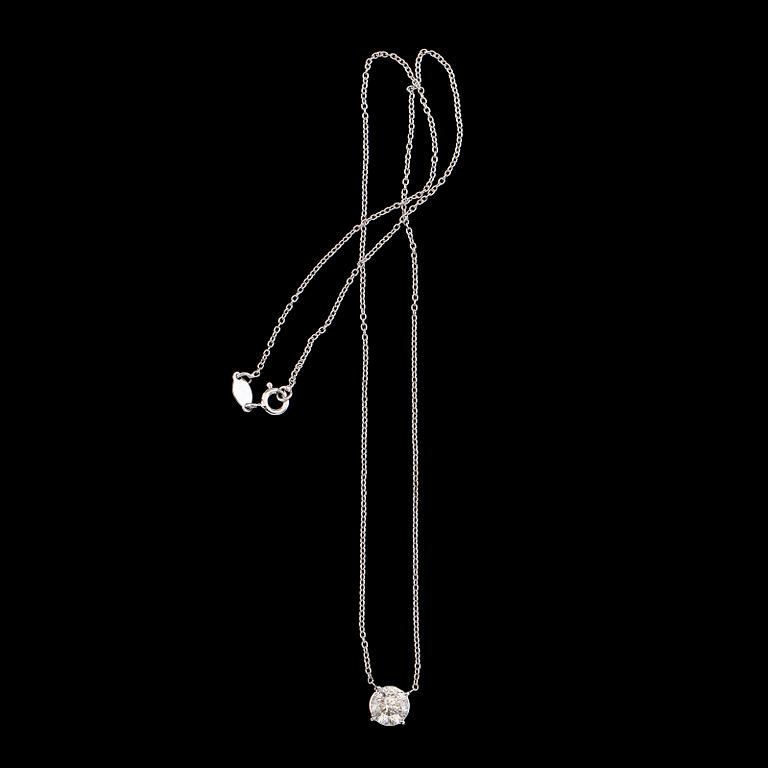 HÄNGE MED KEDJA, 18K vitguld, solitär briljantslipad diamant ca 1.20 ct.