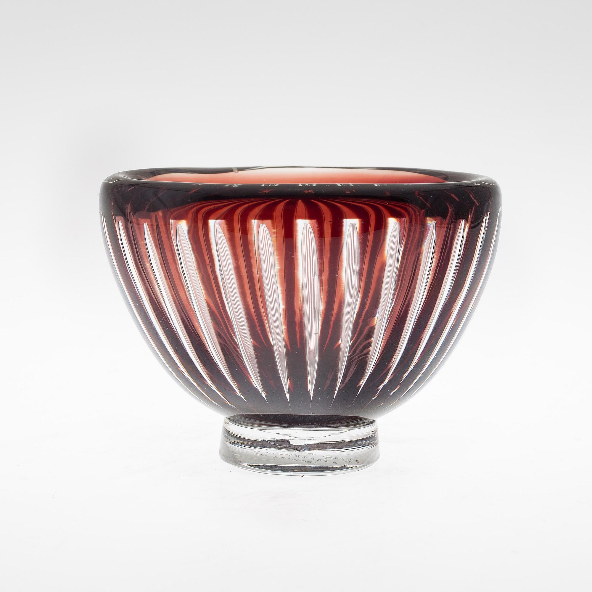 EDVIN ÖHRSTRÖM, skål av glas, Orrefors 1956, Ariel. Tidigare i Birgitta Crafoord Collection.
