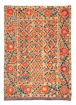 229. An embroidery, an antique suzani, ca 230 x 169 cm.