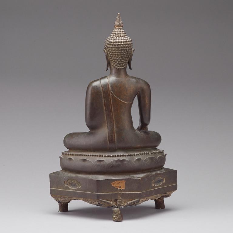 A bronze figure of Buddha, Thailand, 17th Century or older.