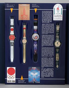 ARMBANDSUR, 9 st, "Swatch Historical Olympic Games Collection", Swatch, 1995.