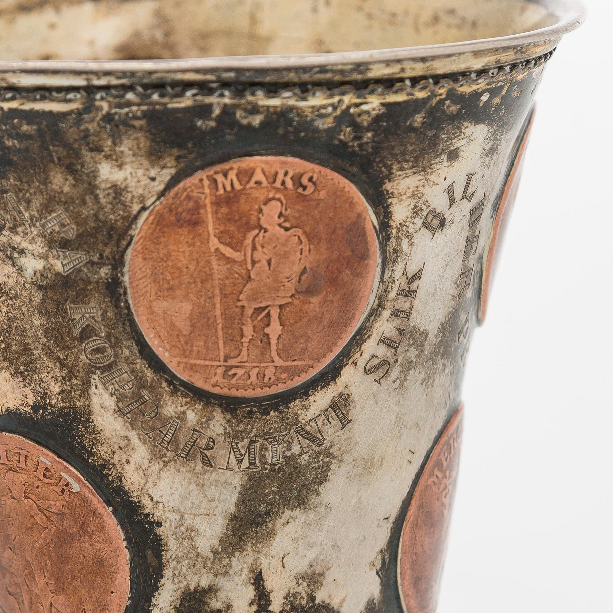 Pikari, kuparikolikoilla, leimaamaton, Ruotsi 1730-luku.