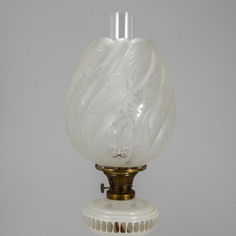 A paraffin lamp, marked CH. STOBWASSER Berlin.