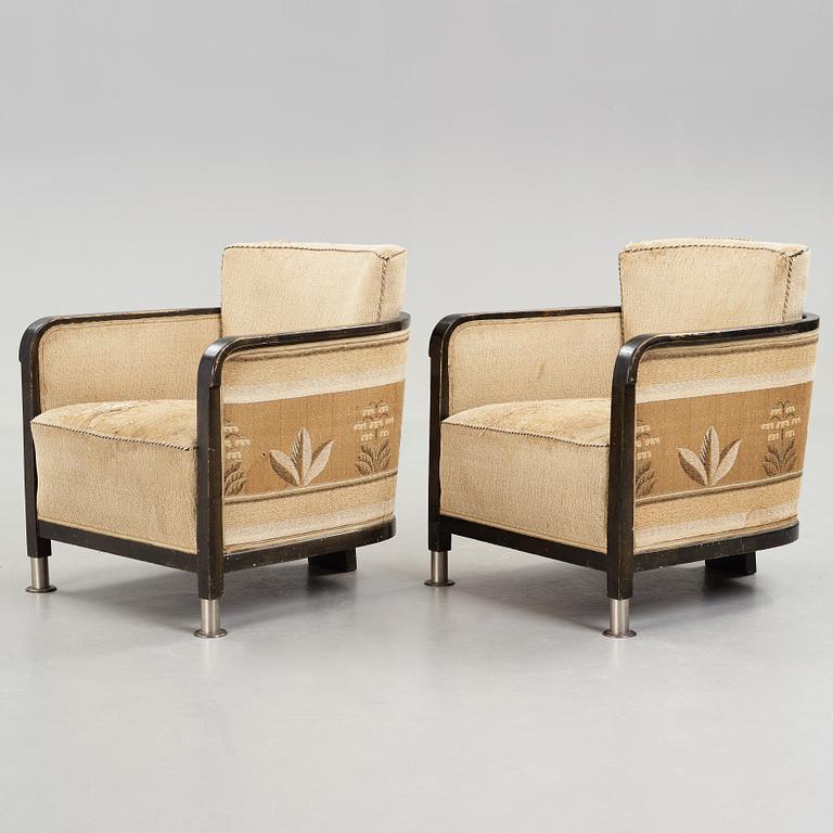 Otto Schulz, a pair of easy chairs, Boet, Gothenburg, Sweden, ca 1935.