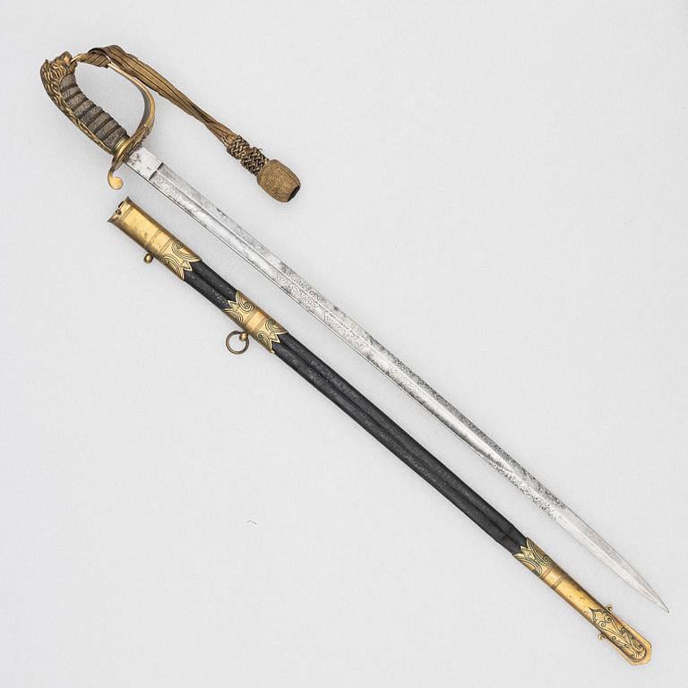 A Britiish Navy officer's sword 1827 pattern with scabbard.