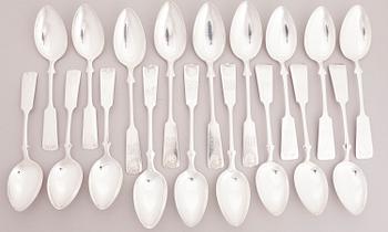 A 111-piece set of shell decorated silver cutlery, Finland, mainly from the first half of the 20th Century.