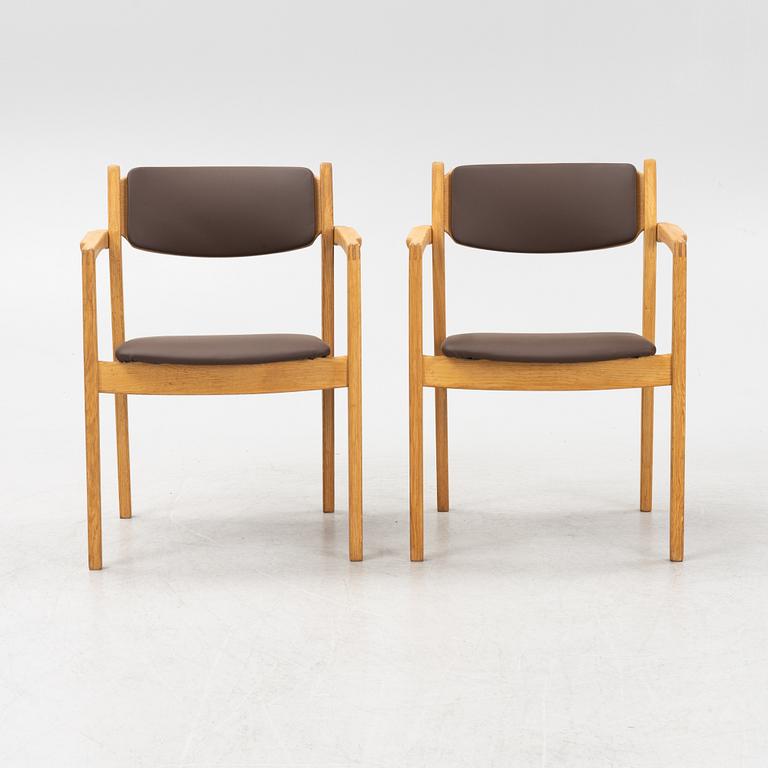 A set of six oak armchairs by C-E Ekström form Albin i Hyssna, 1960s.
