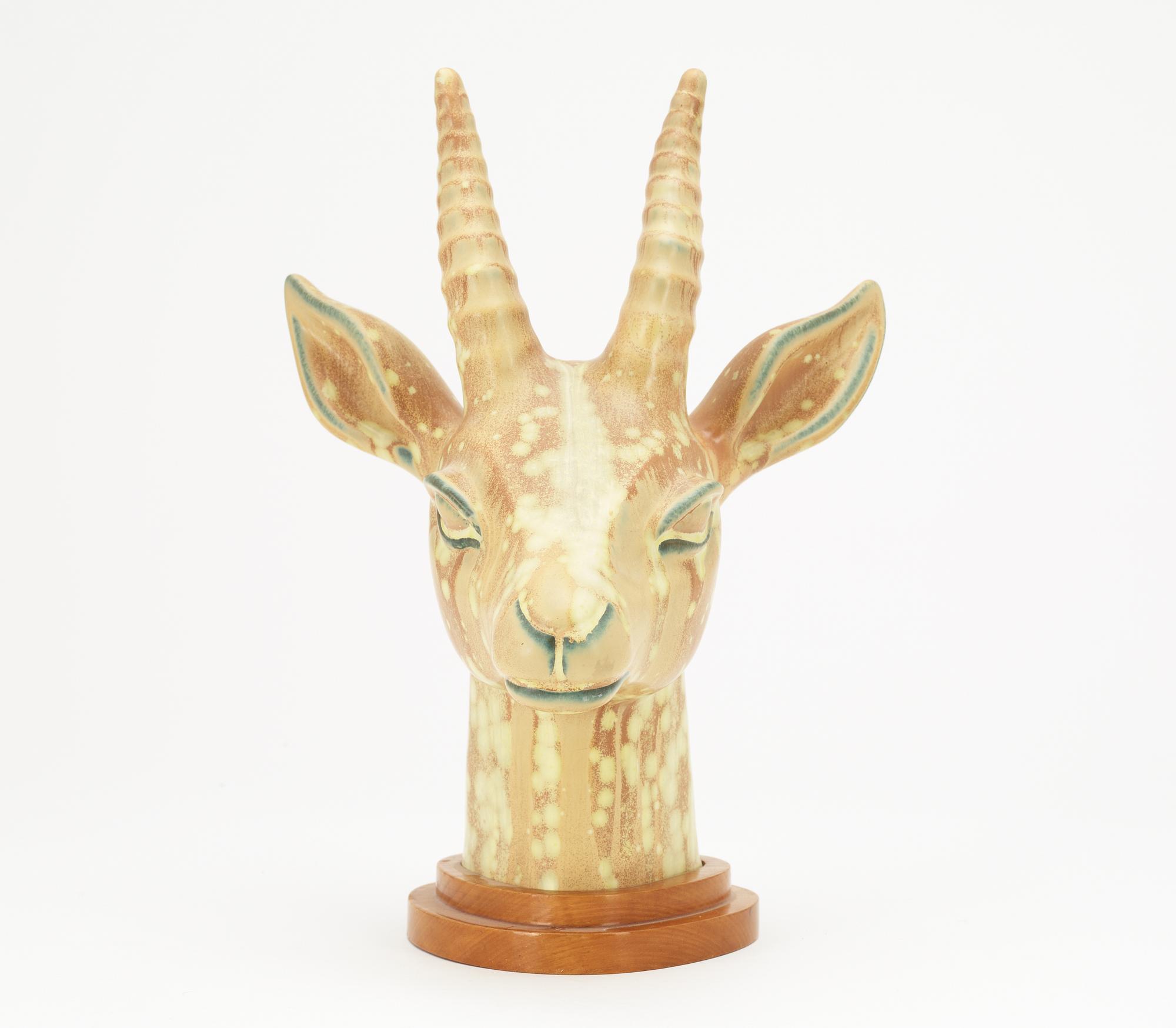 A Gunnar Nylund stoneware figure of an antelope's head, Rörstrand.
